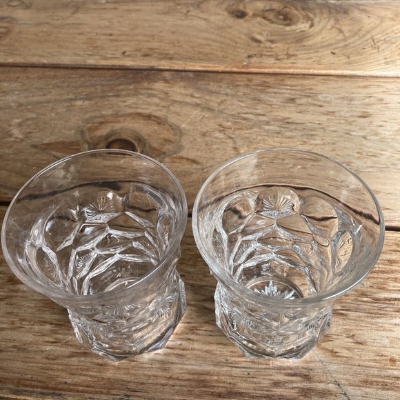 2 Fostoria Old English No. 1460 Tumblers Rocks Glasses Honeycomb and Stars 1906 - Picture 2 of 8